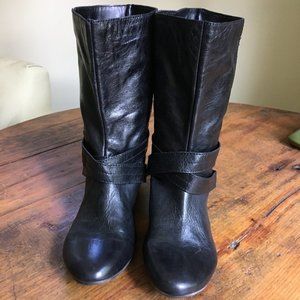 Nine West Elarao Black Leather Boots  Size 6